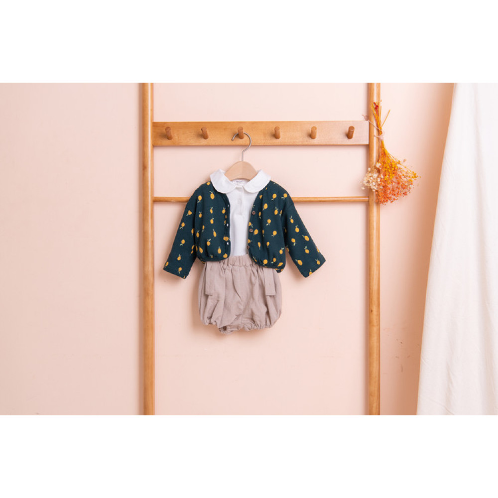 Bebeloute Bebe Fruit Cardigan Deep Green Daily Look Spring Fall Wears 100 Cotton