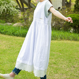 [Natural Garden] MADE N Lace Shirring Linen Apron Dress_High Quality Material, Cool Linen, Lovely lace _ Made in KOREA