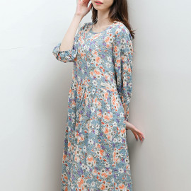 [Natural Garden] MADE N Big Flower Puff Pleated Dress_High-quality material, back button, signature product_ Made in KOREA