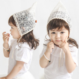 [BABYBLEE] A19102 _ Honney B, Baby Little Kids Toddlers Breathable Lacy Bonnet Eyelet Cotton Adjustable Sun Protection Hat _ Made in KOREA