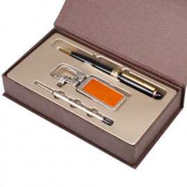 [WOOSUNG] Gift Set_ Metal Key Chain, Key holder + Premium Classic Metal Pen (Gold) + Refill