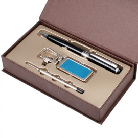 [WOOSUNG] Gift Set_ Metal Key Chain, Key holder + Premium Angel Metal Pen (Silver) + Refill