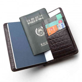 [WOOSUNG] Cowhide Crocodile pattern Passport Holder Cover Wallet, Travel wallet, pen holder_Made in KOREA