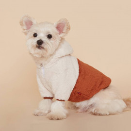 [FLOT] Fluffy Fleece Anorak Hoodie, Dog Clothes, Brown _ Dog Shirts, Pet T-Shirts _ Made in KOREA