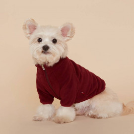 [FLOT] Fleece Zip Up, Dog Clothes, Burgundy _ Dog Shirts, Pet T-Shirts _ Made in KOREA