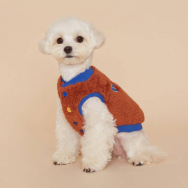 [FLOT] Fluffy Fleece Stadium Vest, Dog Clothes, Brown _ Dog Shirts, Pet T-Shirts _ Made in KOREA
