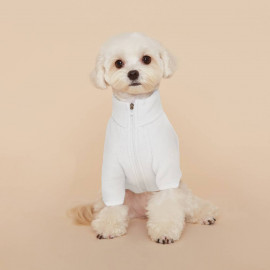 [FLOT] fleece zip up, dog clothes, ivory _ Dog Shirts, Pet T-Shirts _ Made in KOREA